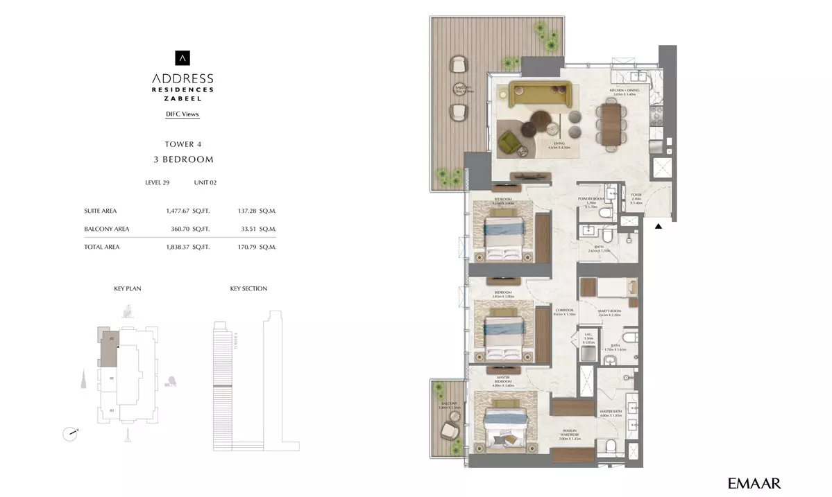 Address Residences Zabeel Unit 2, 3 beds
