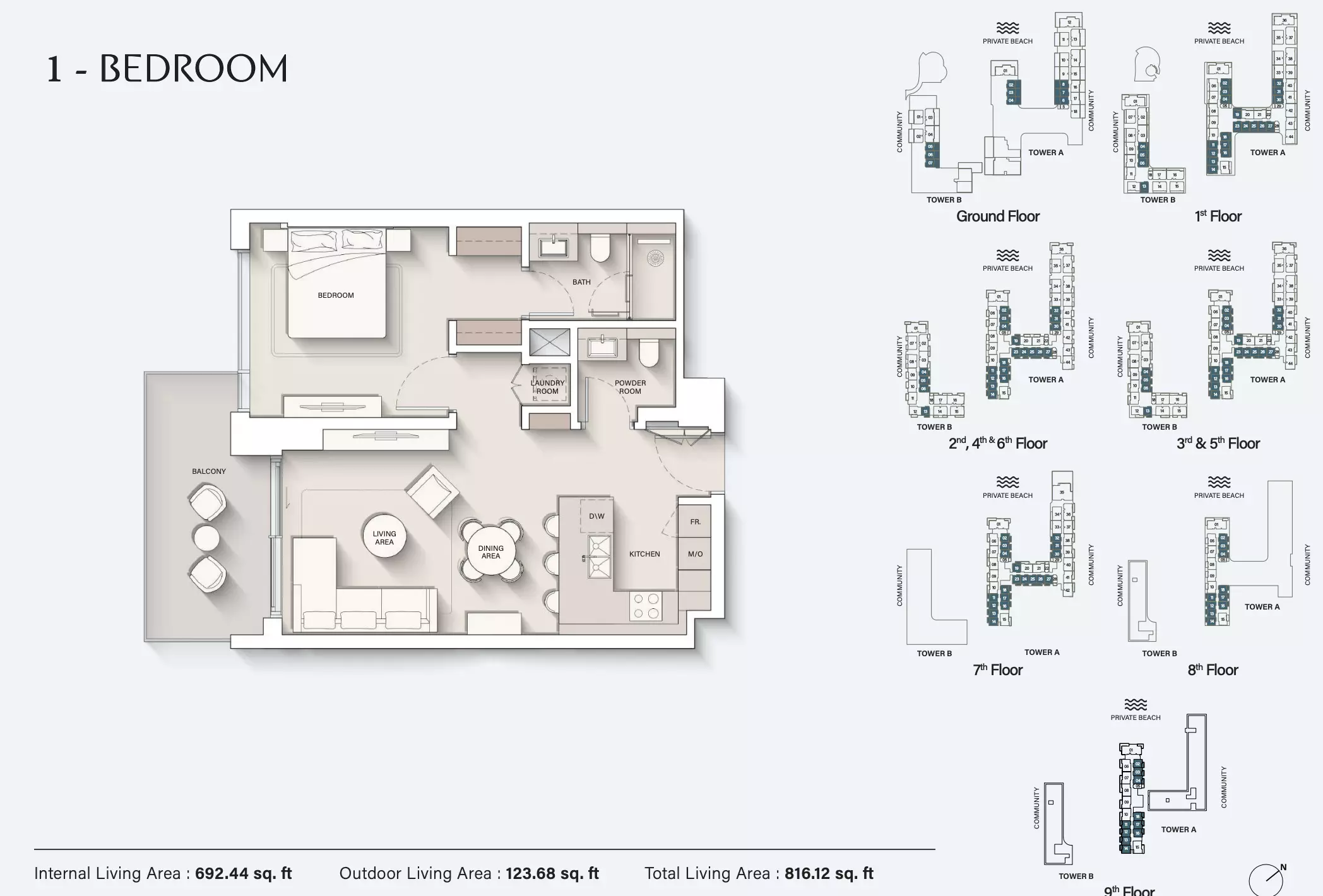 Ellington Cove — 1BR floor plan
