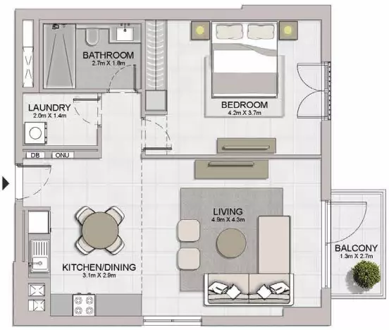 Le Ciel — 1BR floor plan