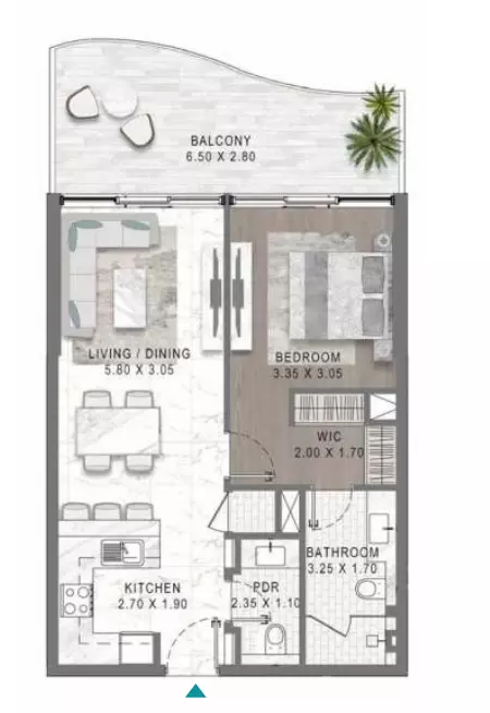 Lagoons Views Phase 2 By Damac Tower 11C, 11D, 12C & 12D Type 1, 1 bed