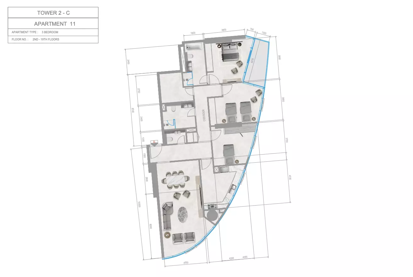 Orchid Towers Phase 1 - Type 3-Tower C Floor Plan