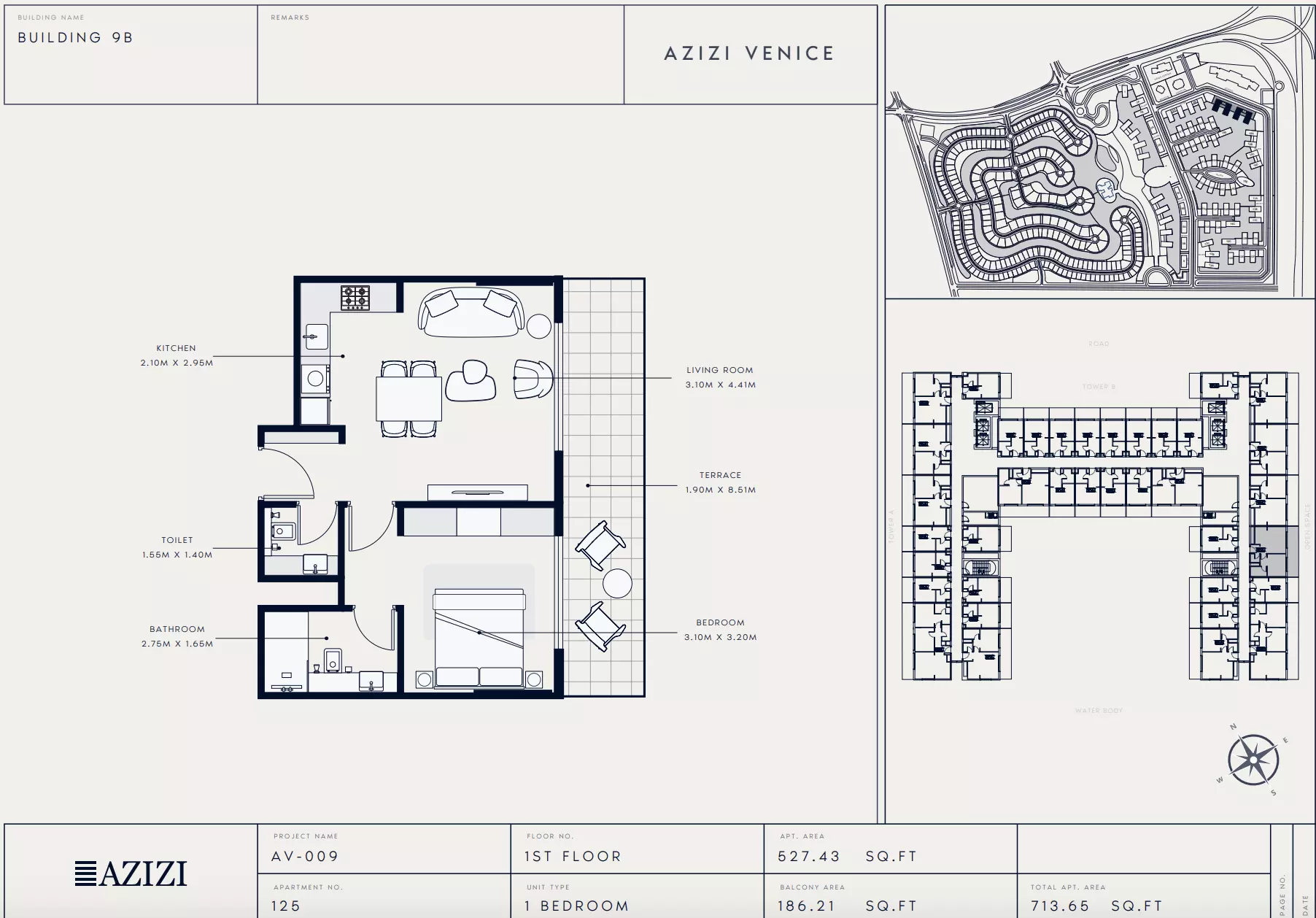 Azizi Venice 9 Type 126-Building B, 1 bed
