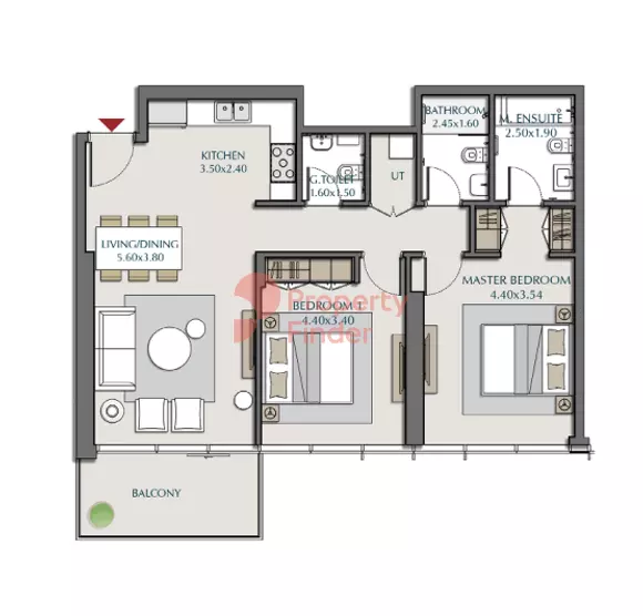 Park Views Residences Tower B-Type 2A -1, 2 beds