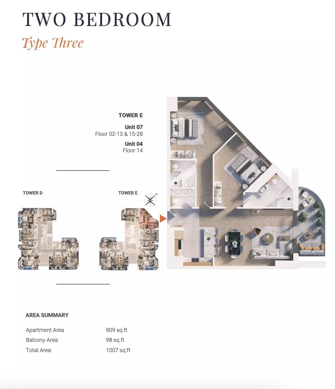 Solena Orchard Place - Type 3-Tower E Floor Plan