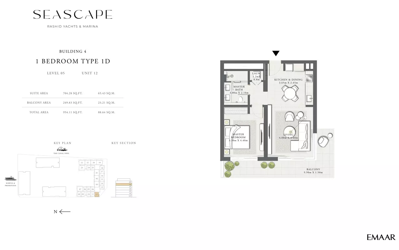 Seascape B4-Type 1D, Level 05, Unit 12, 1 bed
