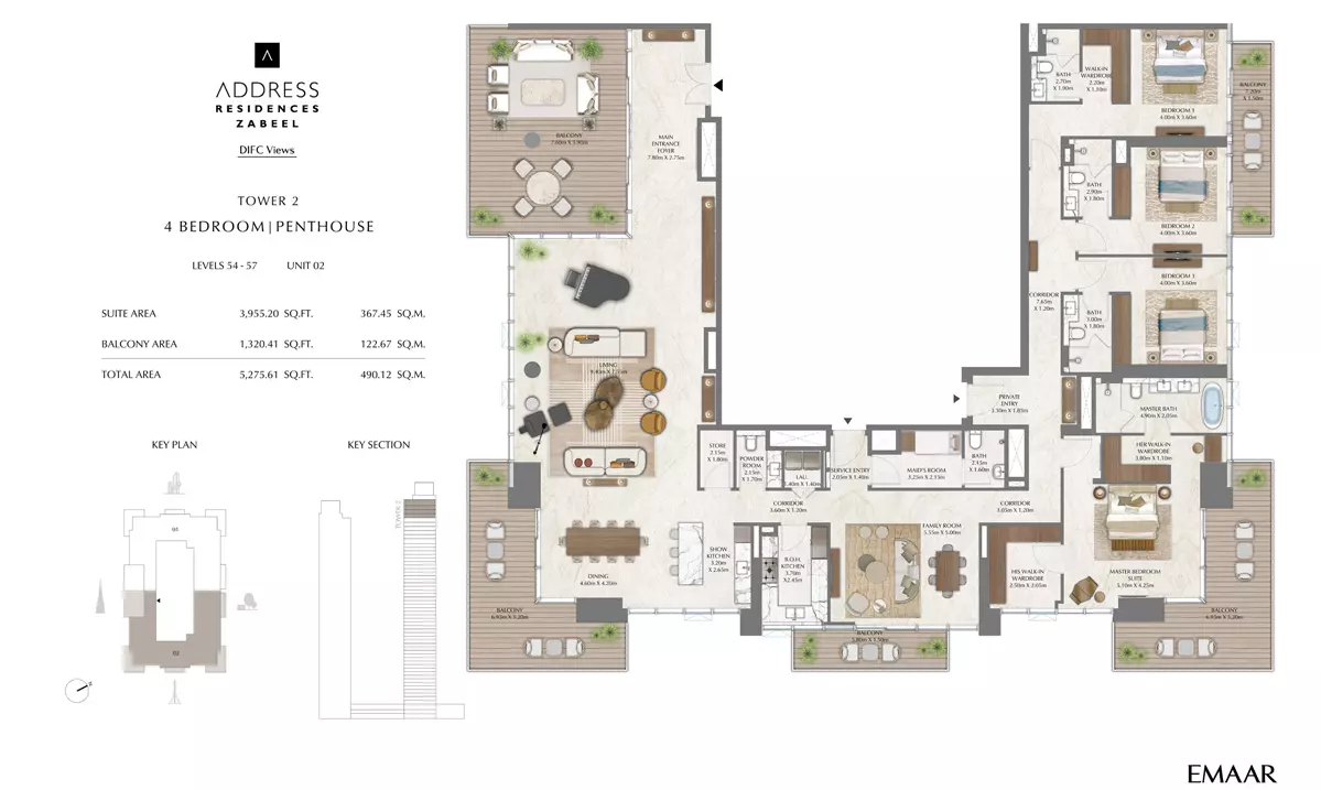 Address Residences Zabeel Unit 2, 4 beds