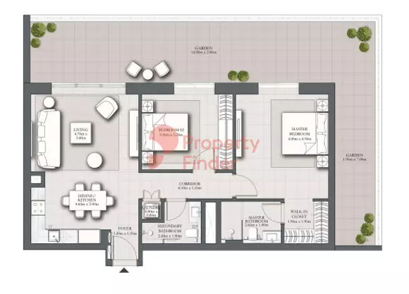 Park Horizon Type E1 building 2 ground level unit g07, 2 beds