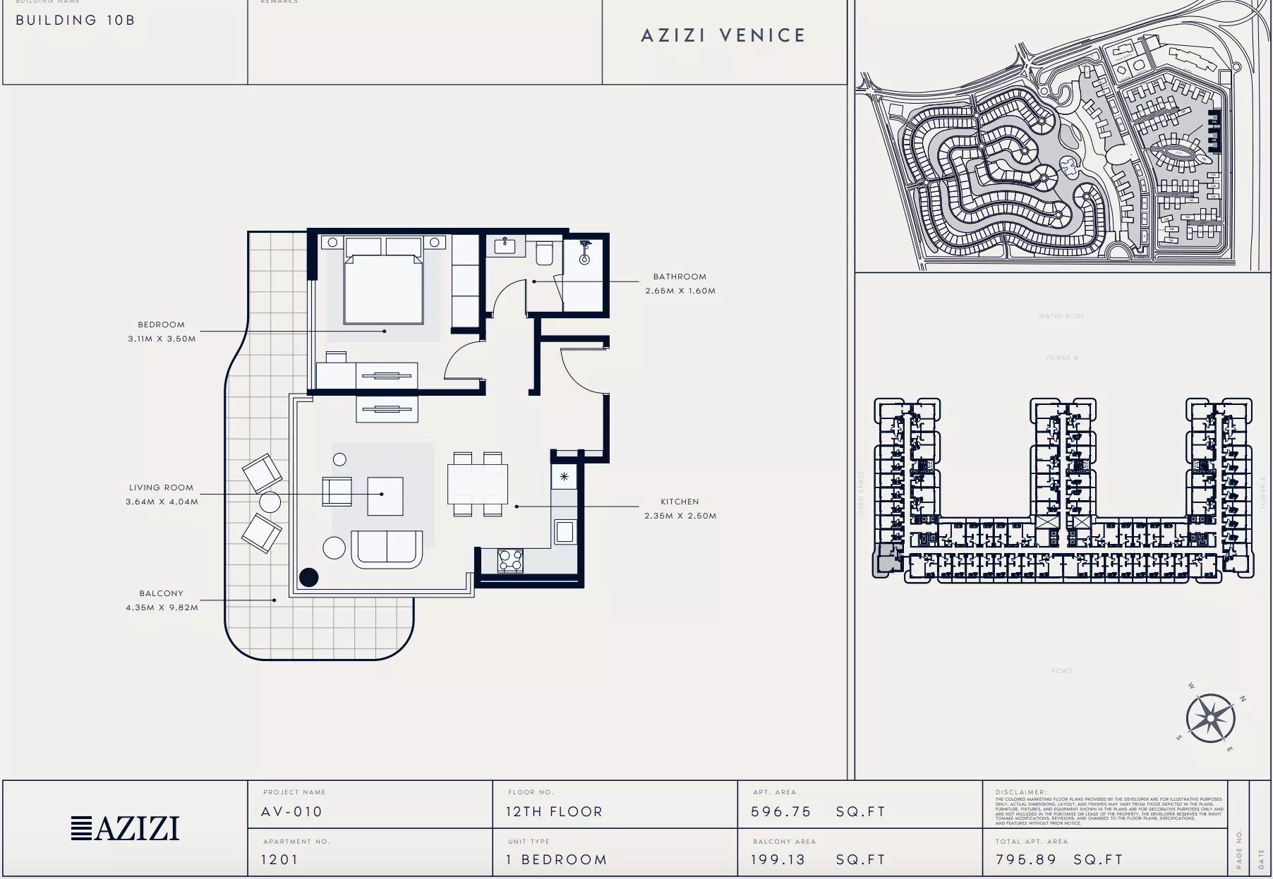 Azizi Venice 10 Type 1201-Building B, 1 bed