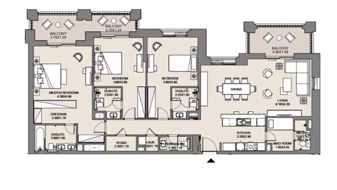 Al Jazi B4-Type A2, Level 1,2, 3 beds