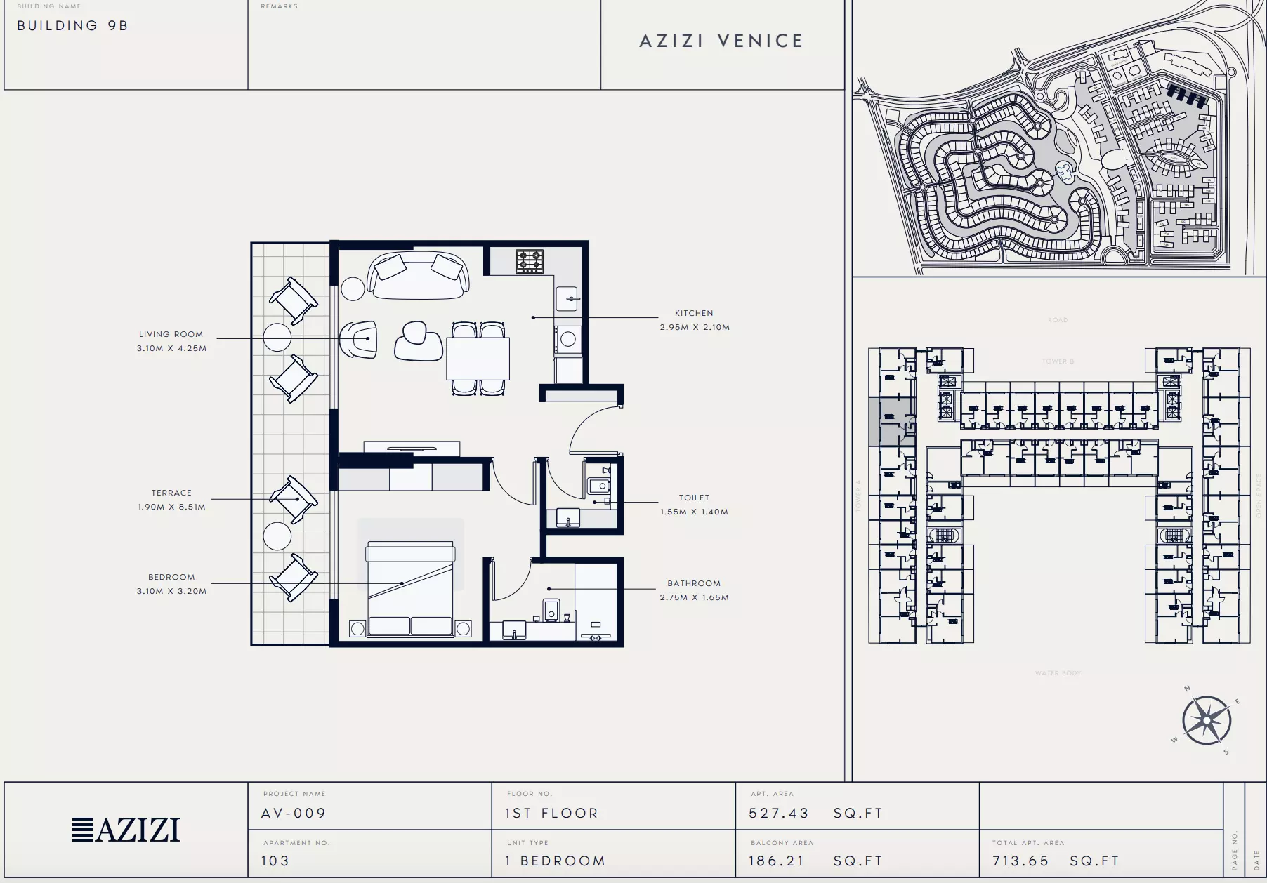 Azizi Venice 9 Type 103-Building B, 1 bed