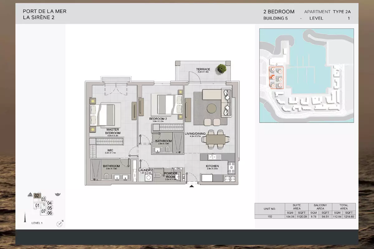 La Sirene Phase 2 By Meraas Type 2A-Building 5, 2 beds