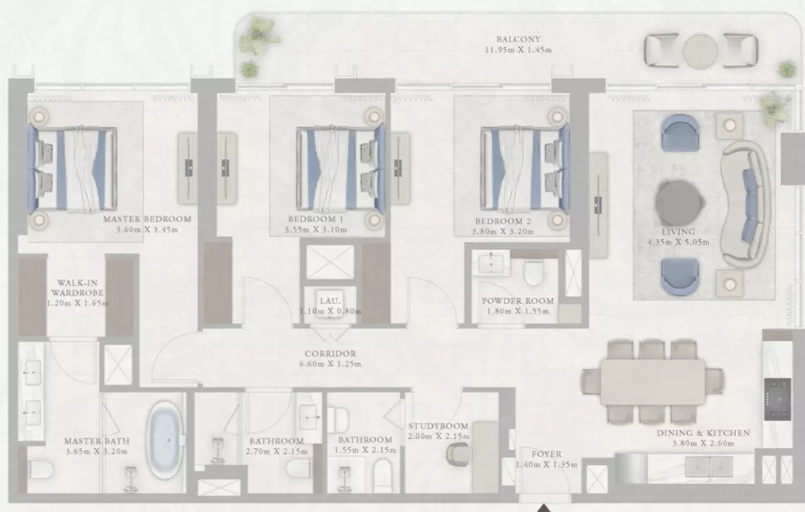 Marina Views Type 6-Tower2, 3 beds