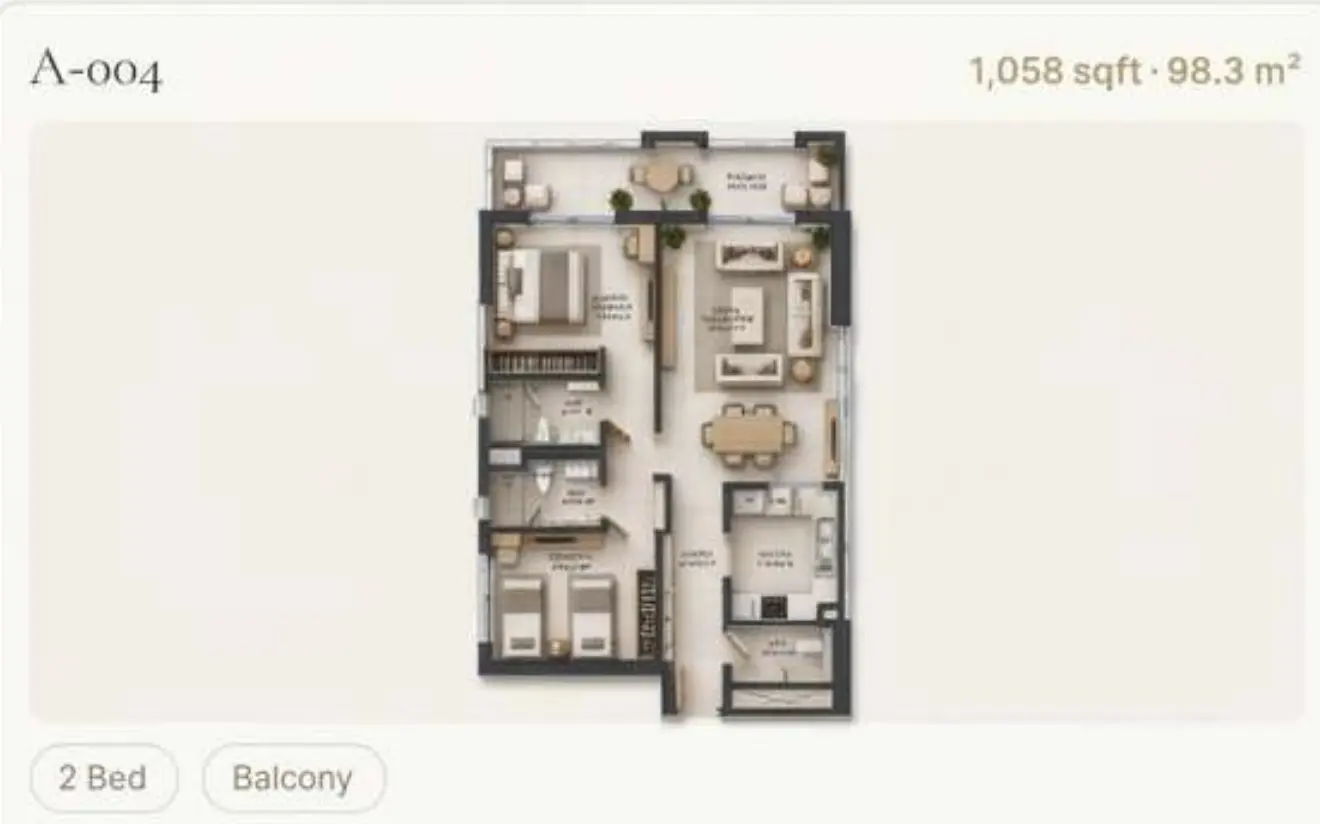 Reeman Residence 02 — 2BR floor plan