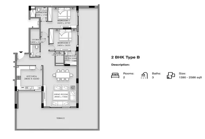 Cavara Circle — 2BR floor plan