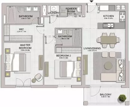 La Sirene Phase1 By Meraas Type 2, 2 beds