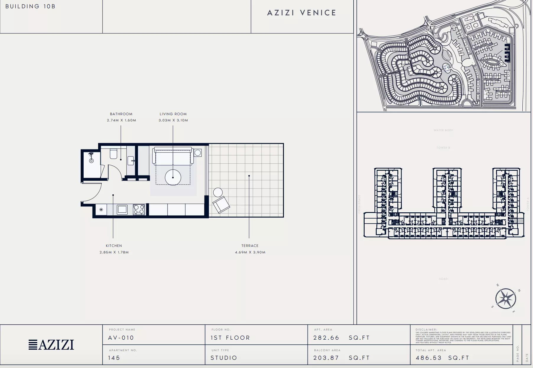 Azizi Venice 10 — Studio floor plan