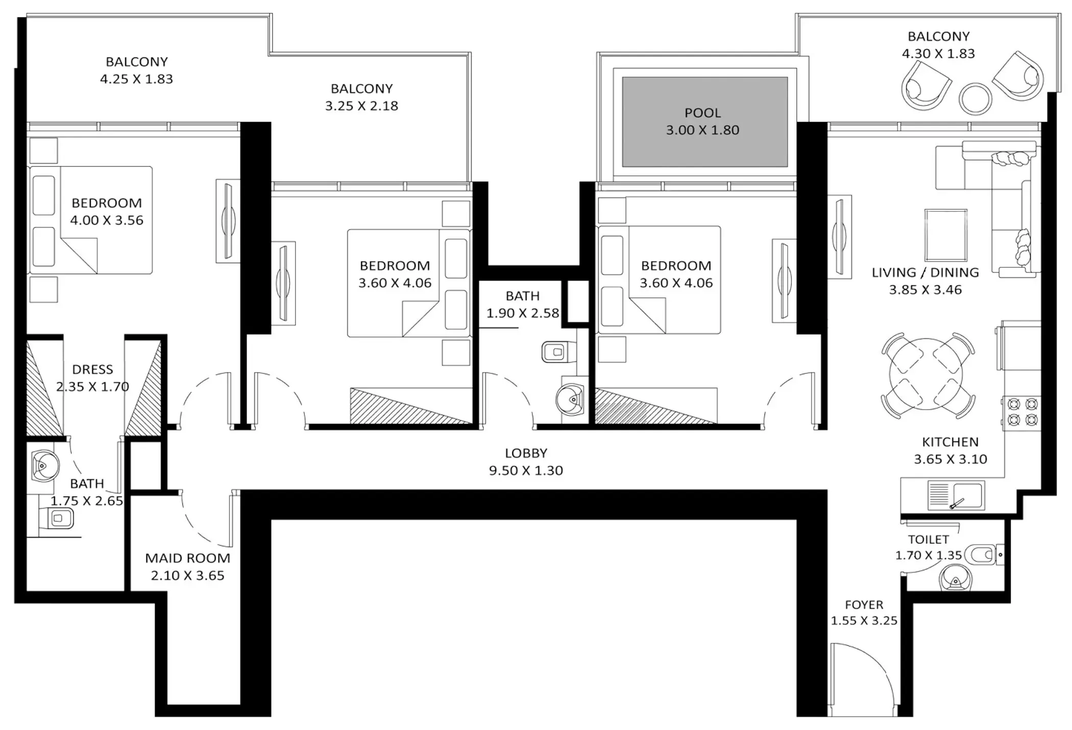 Elitz Phase 3 By Danube Type B, 3 beds