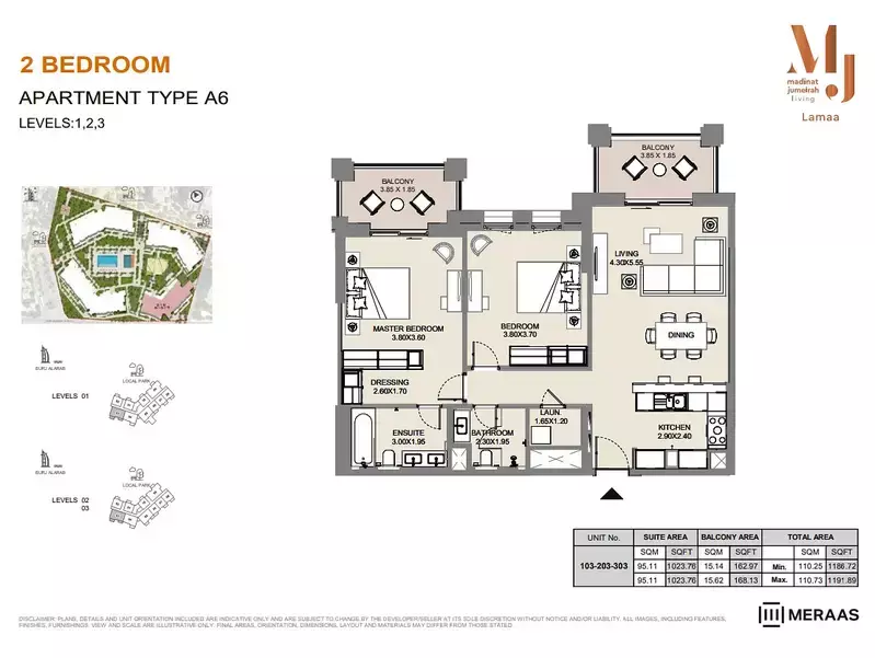 Lamaa Mjl Building 3 - Type A6 - Unit 103, 203, 303, 2 beds