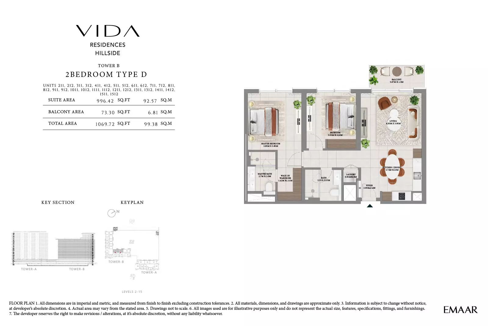 Vida Residences Hillside Type D-Tower B, 2 beds