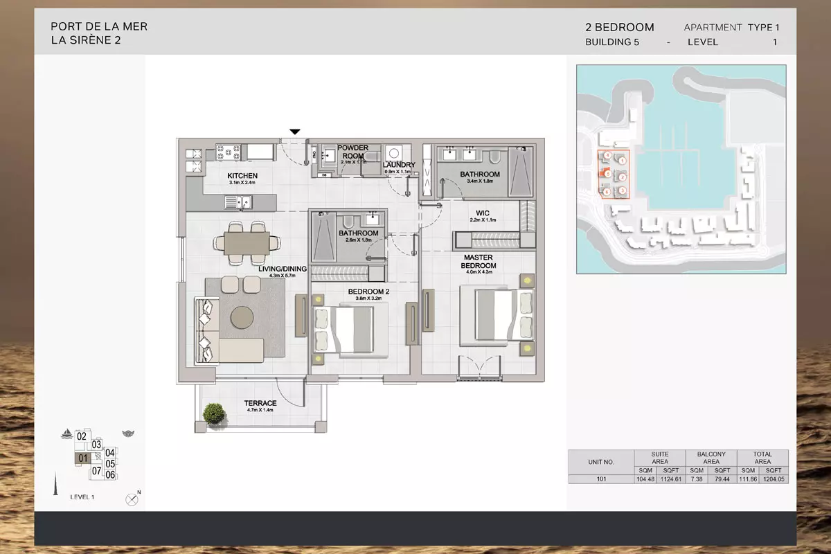 La Sirene Phase 2 By Meraas Type 1-Building 5, 2 beds