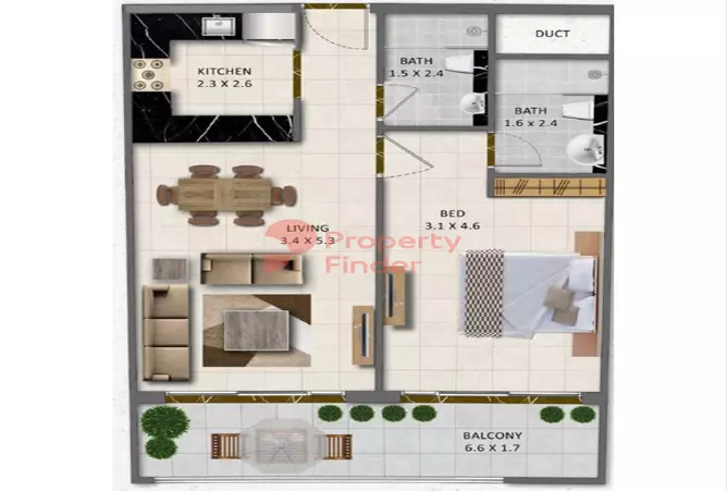 Gardenia Livings — 1BR floor plan