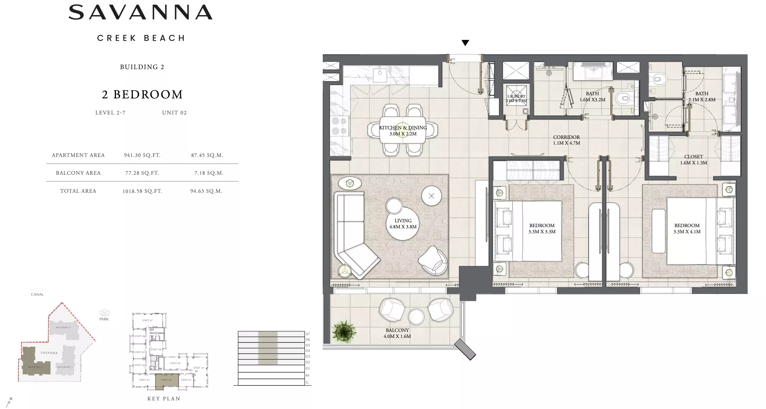 Savanna Level 2-7 - Unit 02, 2 beds