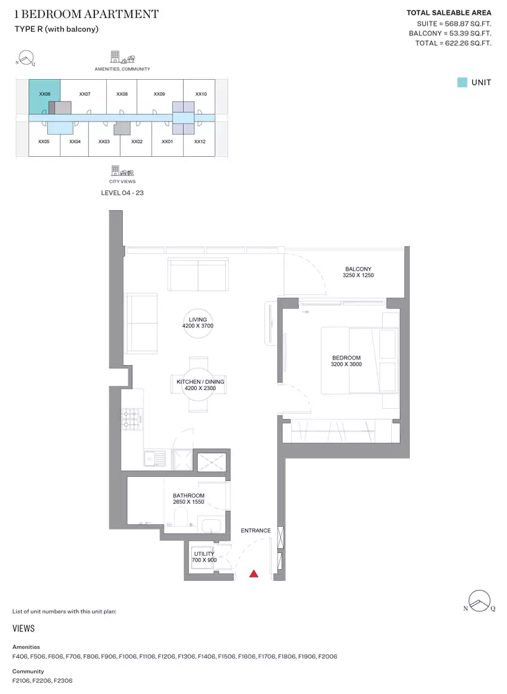 Sobha Orbis Type R-Tower F, 1 bed