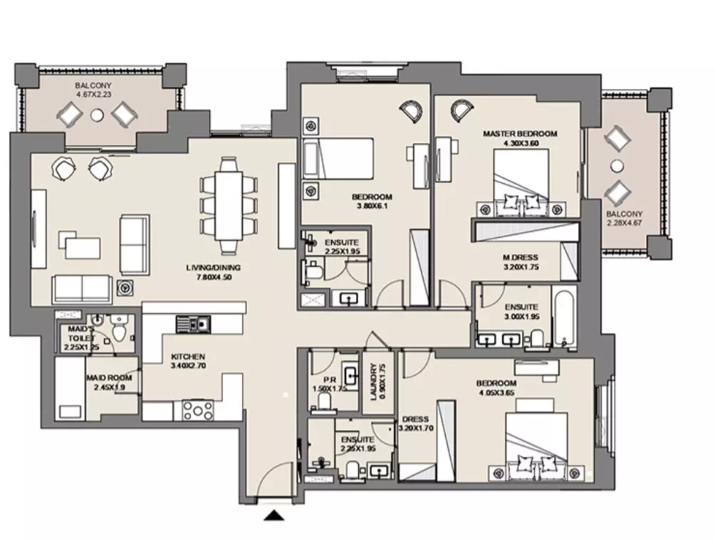 Al Jazi B2-Type D1, Level 1,2, 3 beds