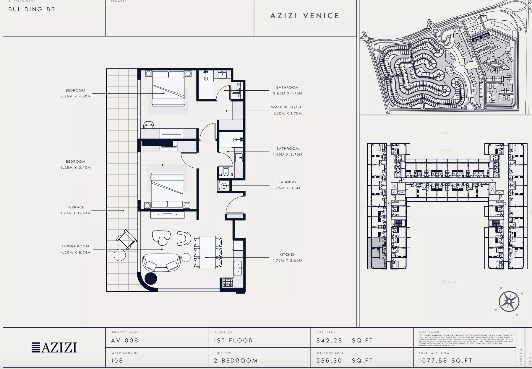 Azizi Venice 8 Type 108-Building B, 2 beds