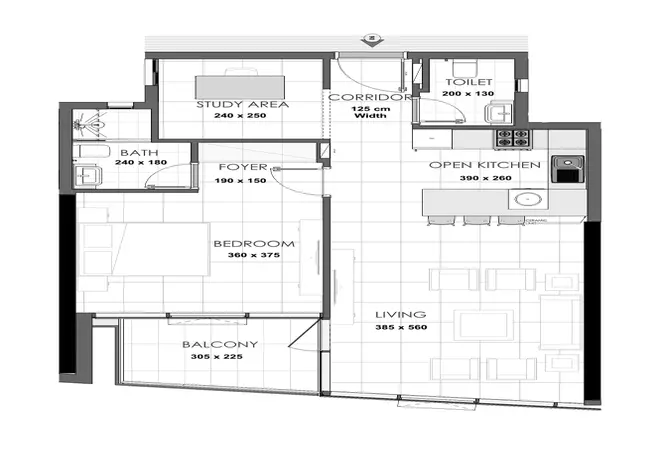 Palatium Residences — 1BR floor plan