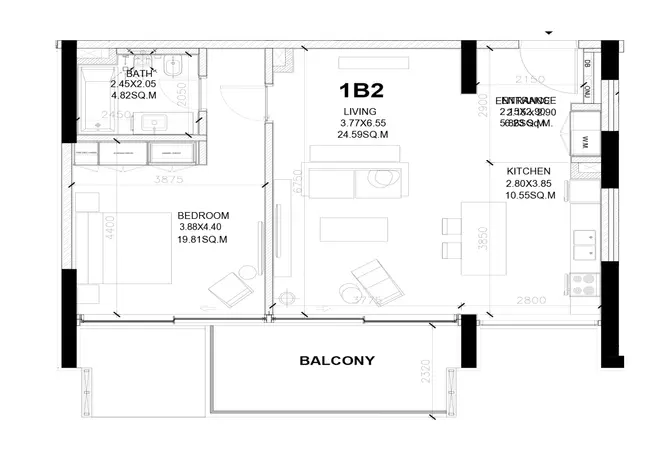 Sealine Residence — 1BR floor plan