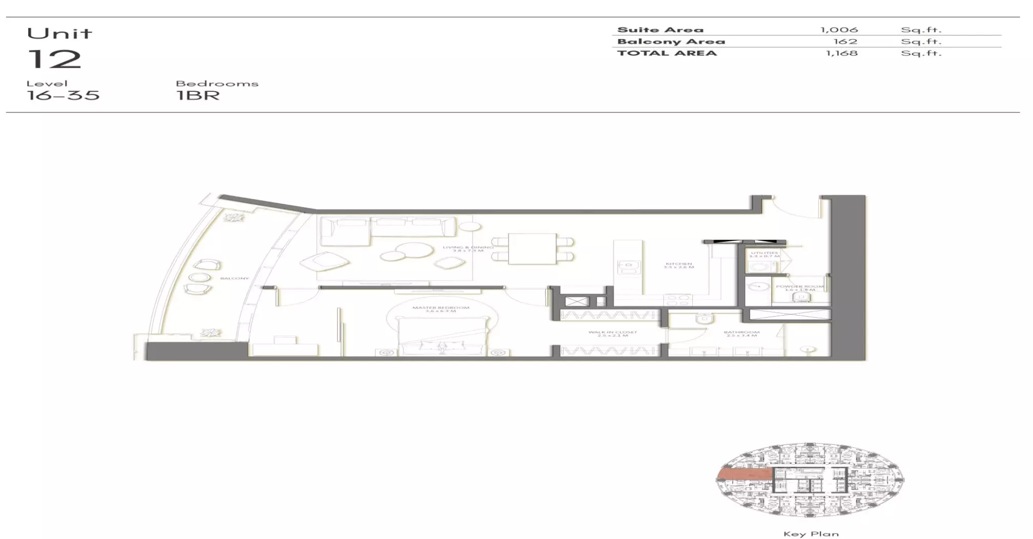 Palm Beach Towers T3 Unit 12 Level 16-35, 1 bed