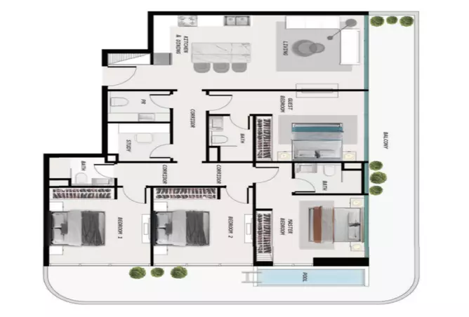 Ocean Pearl 2 By Sd — 4BR floor plan