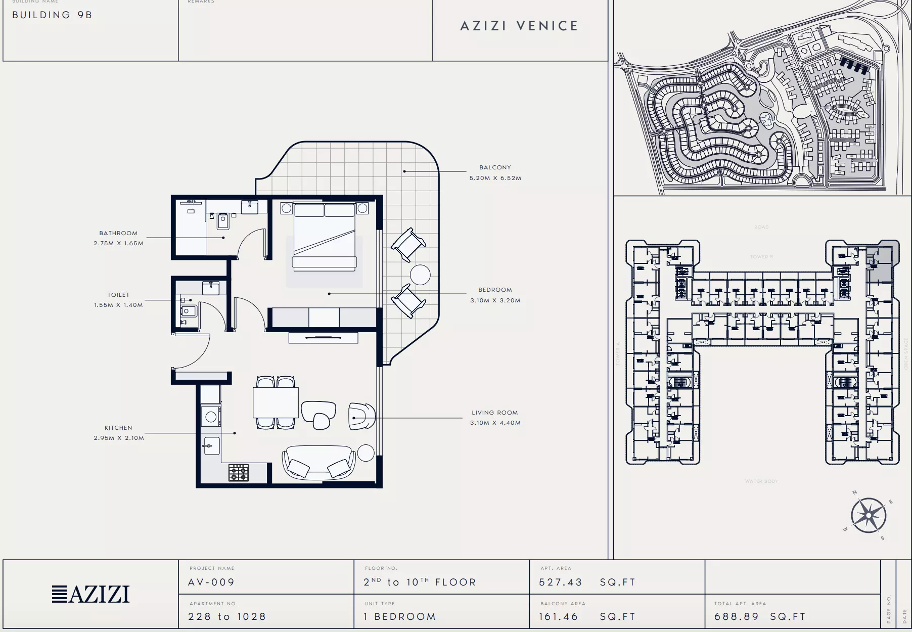 Azizi Venice 9 Type 228-Building B, 1 bed