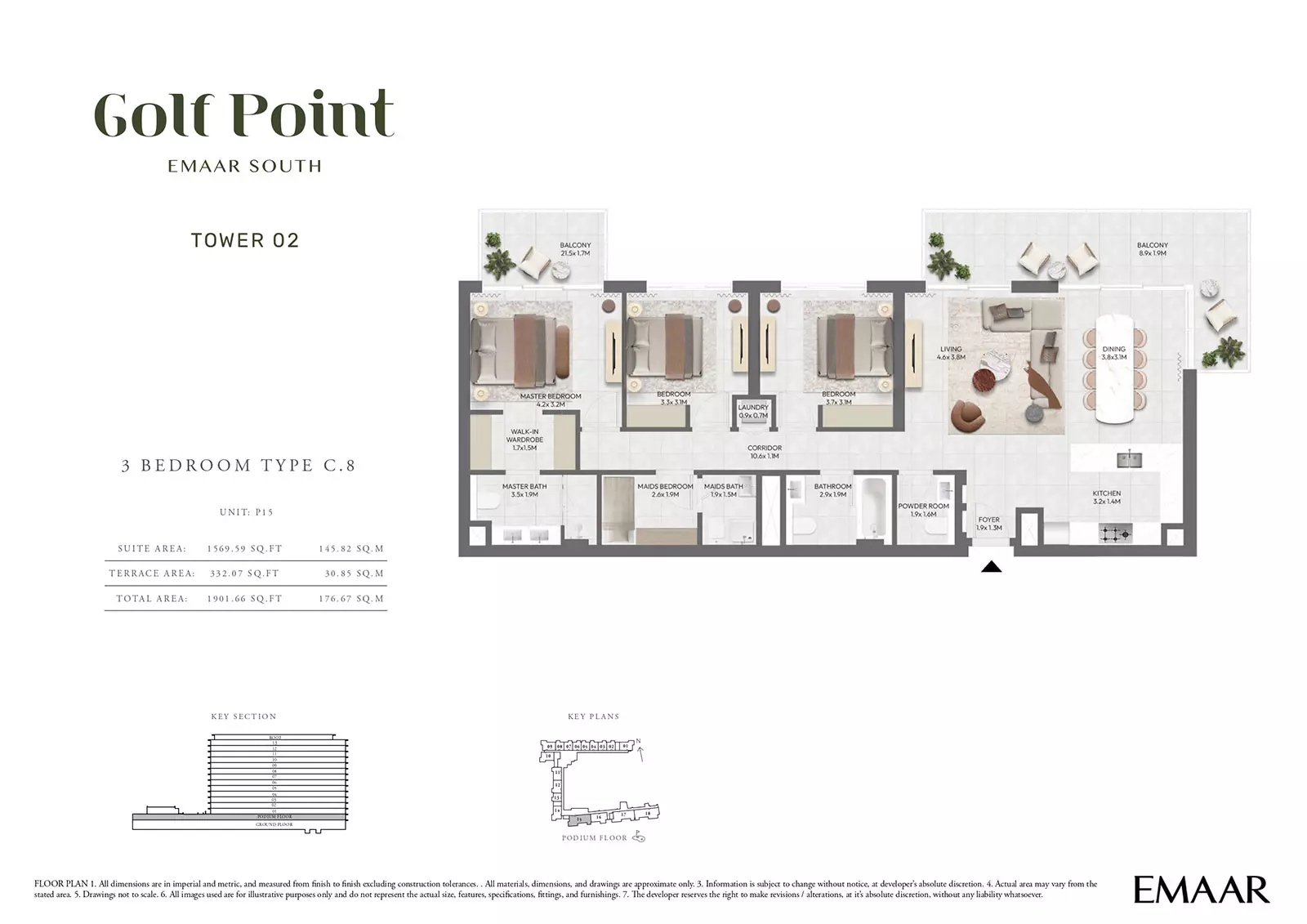 Golf Point Tower 2 - Type C-8, 3 beds