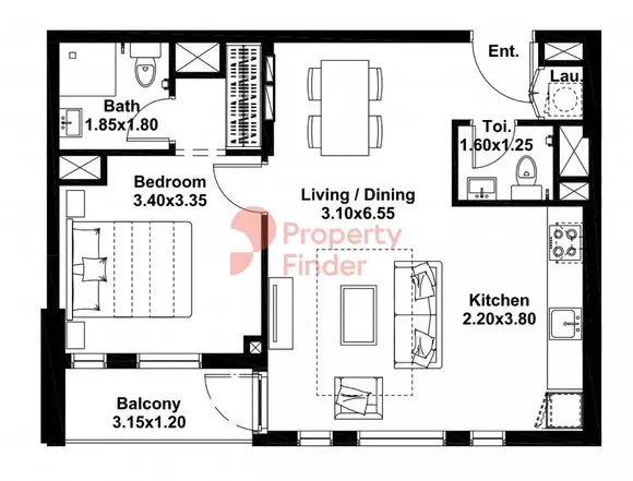 Midtown Noor Type-B Level-2-9 Building 3, 1 bed