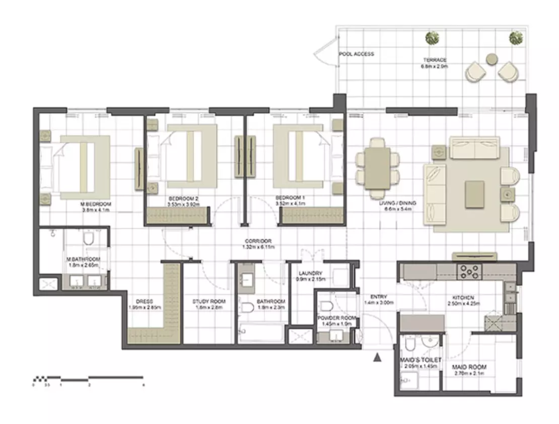 Crystal Residences Tower 2 - Type 3D, 3 beds