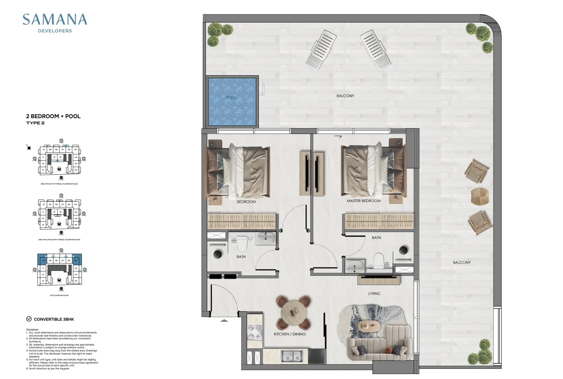 Portside By Samana Developers — 2BR floor plan