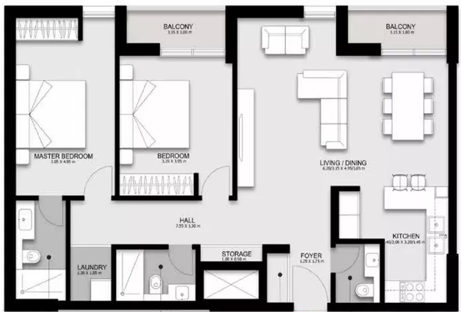 Darb By Alef Group — 2BR floor plan