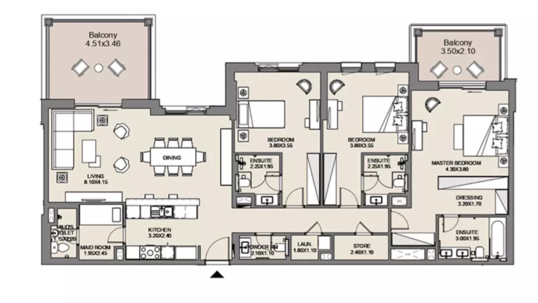Al Jazi B4-Type B1, Level 8,9, 3 beds
