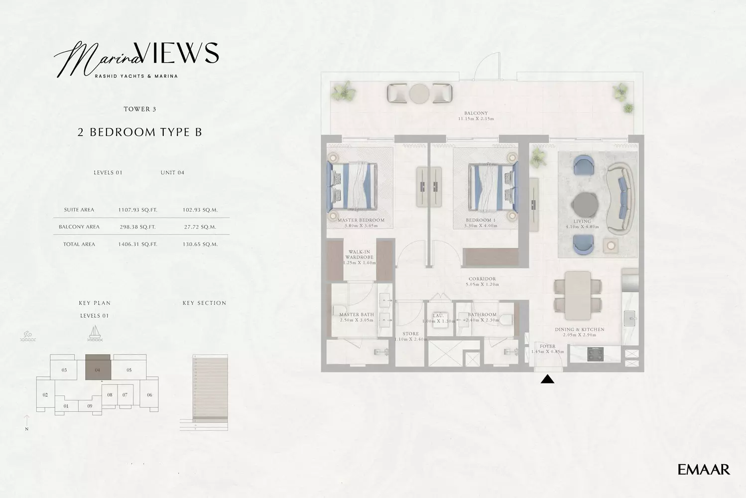 Marina Views Type 7-Tower 3, 2 beds