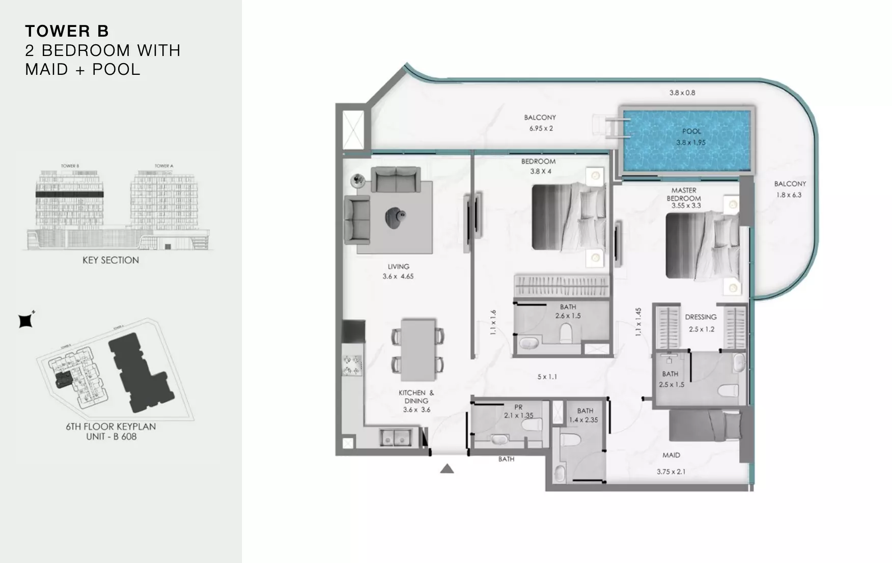 Ocean Bay by Samana Type B205, 2 beds