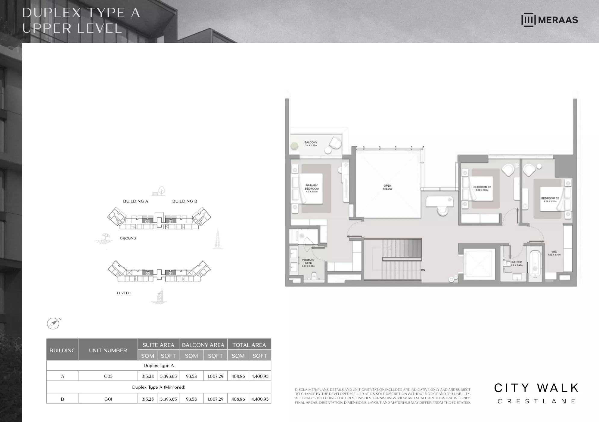 City Walk Crestlane Type A Duplex Mirrored, 4 beds