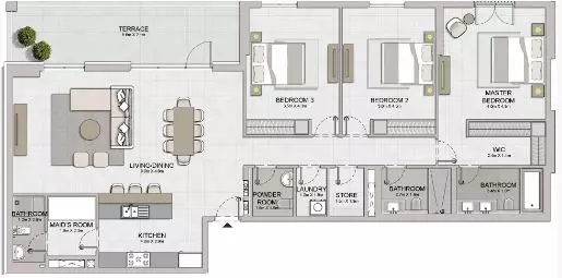 La Sirene Phase1 By Meraas Type 1A, 3 beds