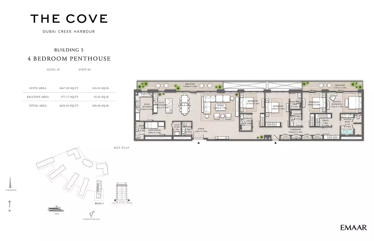 The Cove Phase 2 By Emaar Building 5 - Level 07, Unit 02, 4 beds
