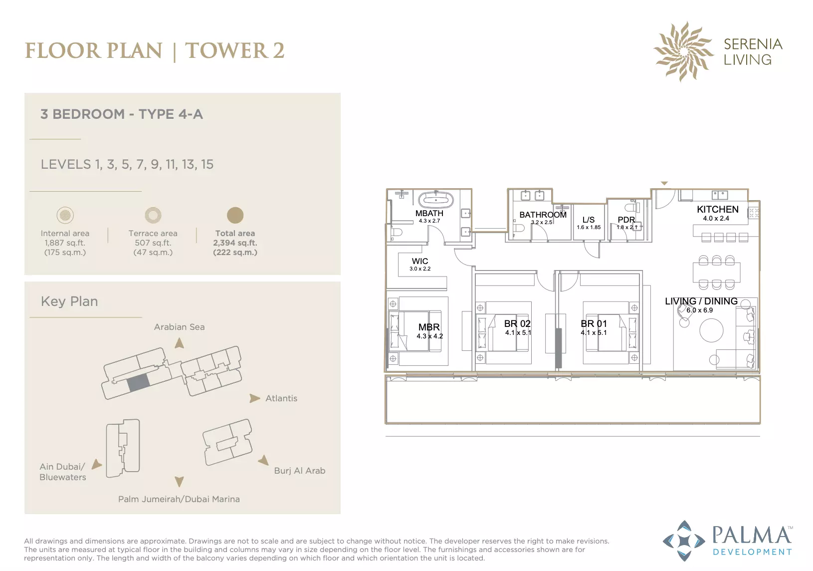 Serenia Living — 3BR floor plan