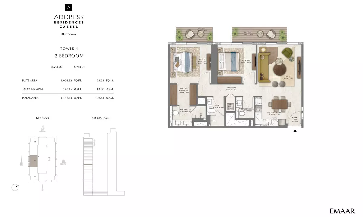 Address Residences Zabeel Unit 1, 2 beds
