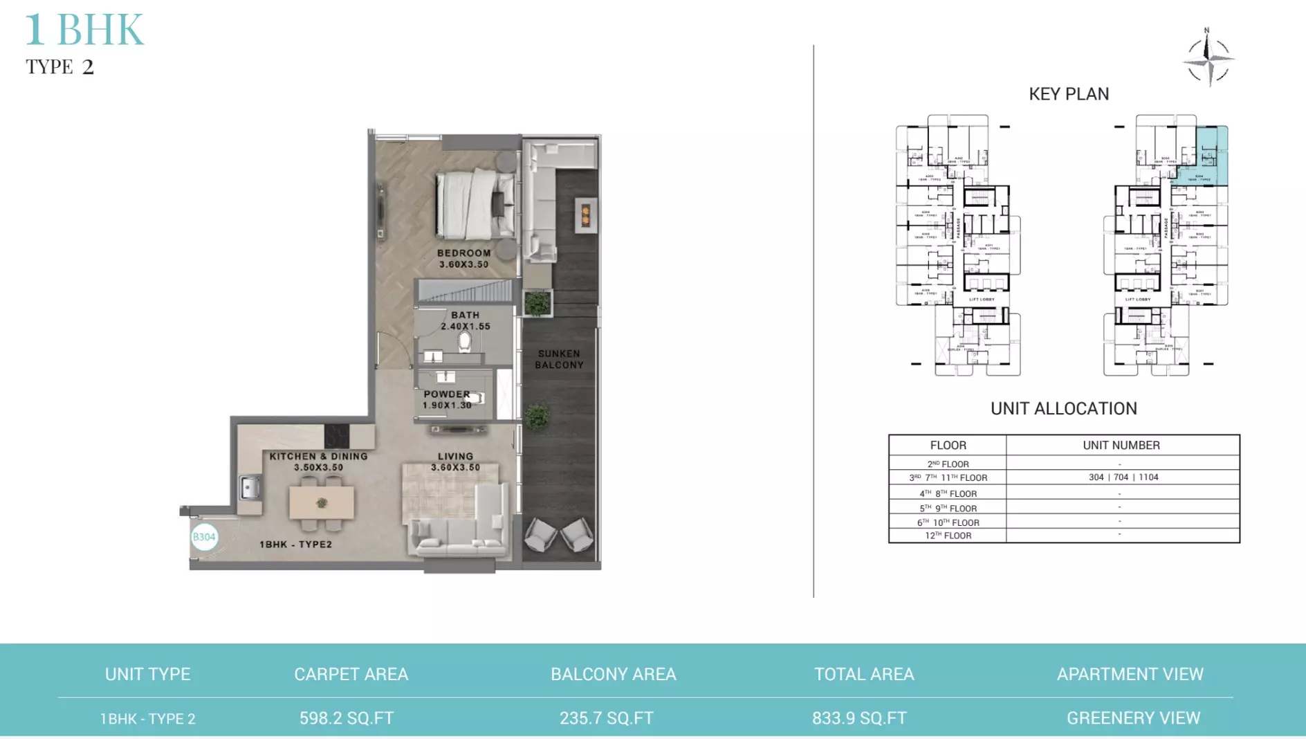 Reef 999 Type 2 - Tower B, 1 bed
