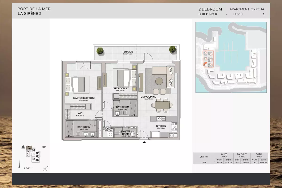 La Sirene Phase 2 By Meraas Type 1A-Building 6, 2 beds
