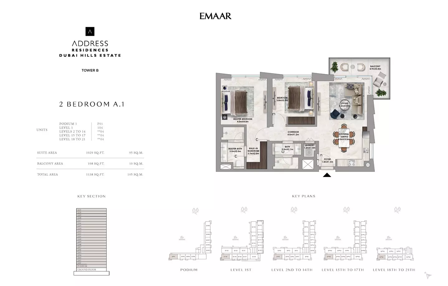 Address Residences L Dubai Hills Estate — 2BR floor plan